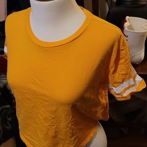 Divided (H&M) Yellow Crop Top W/ racer stripes